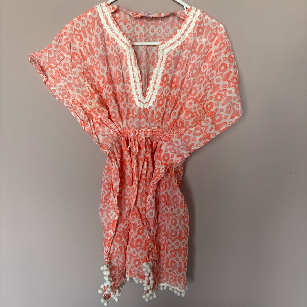 Stella & Dot‎ Pink, white and orange Swim Coverup